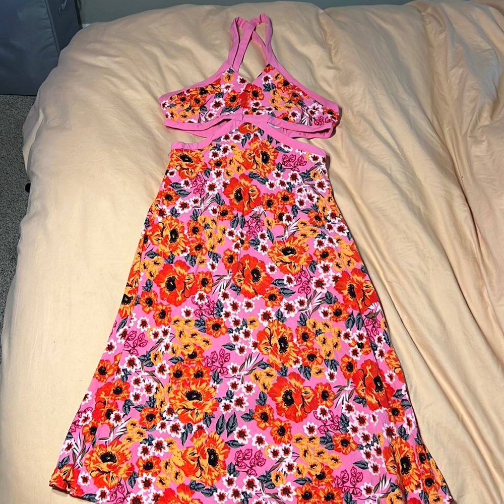 Hello Molly Pink Floral Midi Dress